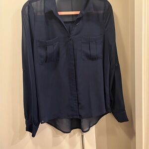 Mine Deep Blue Sheer Blouse